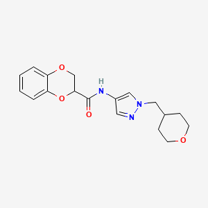 molecular formula C18H21N3O4 B2727629 N-{1-[(oxan-4-yl)methyl]-1H-pyrazol-4-yl}-2,3-dihydro-1,4-benzodioxine-2-carboxamide CAS No. 1705884-98-5