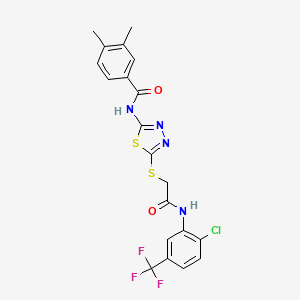 N-(5-((2-((2-chloro-5-(trifluoromethyl)phenyl)amino)-2-oxoethyl)thio)-1,3,4-thiadiazol-2-yl)-3,4-dimethylbenzamide