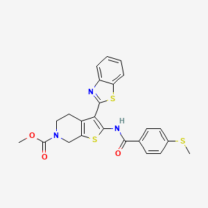 molecular formula C24H21N3O3S3 B2727698 methyl 3-(1,3-benzothiazol-2-yl)-2-[4-(methylsulfanyl)benzamido]-4H,5H,6H,7H-thieno[2,3-c]pyridine-6-carboxylate CAS No. 886952-75-6