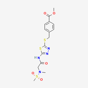 molecular formula C15H18N4O5S3 B2727701 methyl 4-[({5-[2-(N-methylmethanesulfonamido)acetamido]-1,3,4-thiadiazol-2-yl}sulfanyl)methyl]benzoate CAS No. 1251543-20-0