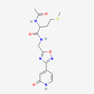2-acetamido-4-(methylthio)-N-((3-(2-oxo-1,2-dihydropyridin-4-yl)-1,2,4-oxadiazol-5-yl)methyl)butanamide