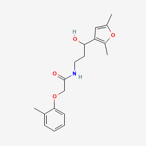 molecular formula C18H23NO4 B2727725 N-[3-(2,5-DIMETHYLFURAN-3-YL)-3-HYDROXYPROPYL]-2-(2-METHYLPHENOXY)ACETAMIDE CAS No. 1421521-91-6