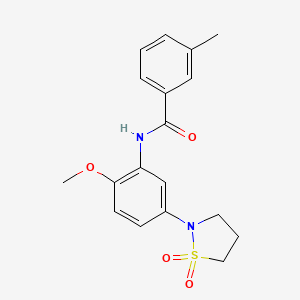 molecular formula C18H20N2O4S B2727732 N-(5-(1,1-dioxidoisothiazolidin-2-yl)-2-methoxyphenyl)-3-methylbenzamide CAS No. 900005-37-0