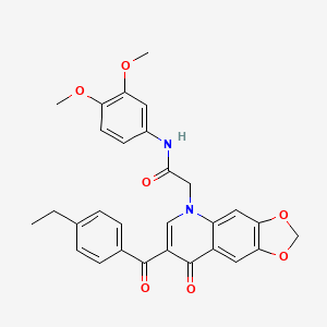 molecular formula C29H26N2O7 B2727733 N-(3,4-dimethoxyphenyl)-2-[7-(4-ethylbenzoyl)-8-oxo-2H,5H,8H-[1,3]dioxolo[4,5-g]quinolin-5-yl]acetamide CAS No. 902292-44-8