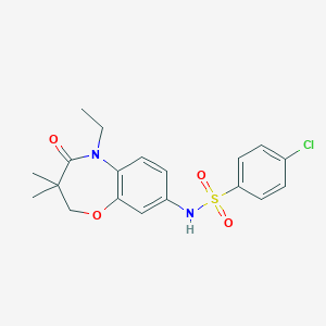 4-chloro-N-(5-ethyl-3,3-dimethyl-4-oxo-2,3,4,5-tetrahydrobenzo[b][1,4]oxazepin-8-yl)benzenesulfonamide