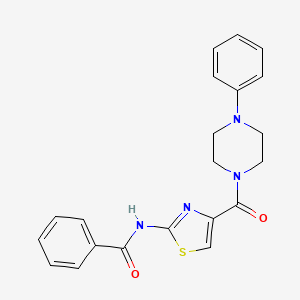 molecular formula C21H20N4O2S B2727751 N-[4-(4-phenylpiperazine-1-carbonyl)-1,3-thiazol-2-yl]benzamide CAS No. 941970-42-9