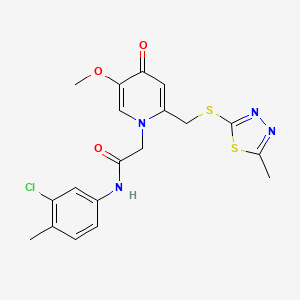 molecular formula C19H19ClN4O3S2 B2727761 N-(3-chloro-4-methylphenyl)-2-(5-methoxy-2-(((5-methyl-1,3,4-thiadiazol-2-yl)thio)methyl)-4-oxopyridin-1(4H)-yl)acetamide CAS No. 933252-77-8