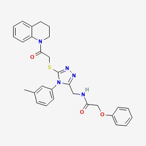 molecular formula C29H29N5O3S B2727762 N-{[4-(3-methylphenyl)-5-{[2-oxo-2-(1,2,3,4-tetrahydroquinolin-1-yl)ethyl]sulfanyl}-4H-1,2,4-triazol-3-yl]methyl}-2-phenoxyacetamide CAS No. 394214-66-5