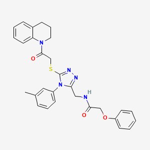N-[[5-[2-(3,4-dihydro-2H-quinolin-1-yl)-2-oxoethyl]sulfanyl-4-(3-methylphenyl)-1,2,4-triazol-3-yl]methyl]-2-phenoxyacetamide