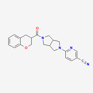 molecular formula C22H22N4O2 B2727772 6-[5-(3,4-Dihydro-2H-chromene-3-carbonyl)-1,3,3a,4,6,6a-hexahydropyrrolo[3,4-c]pyrrol-2-yl]pyridine-3-carbonitrile CAS No. 2415623-40-2