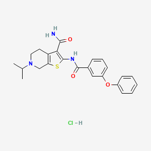 molecular formula C24H26ClN3O3S B2727776 6-Isopropyl-2-(3-phenoxybenzamido)-4,5,6,7-tetrahydrothieno[2,3-c]pyridine-3-carboxamide hydrochloride CAS No. 1216710-59-6