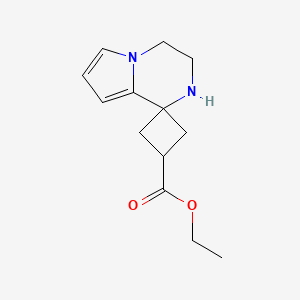 molecular formula C13H18N2O2 B2727805 Ethyl spiro[3,4-dihydro-2H-pyrrolo[1,2-a]pyrazine-1,3'-cyclobutane]-1'-carboxylate CAS No. 2287300-36-9