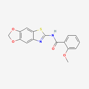 molecular formula C16H12N2O4S B2727813 N-{4,6-dioxa-10-thia-12-azatricyclo[7.3.0.0^{3,7}]dodeca-1(9),2,7,11-tetraen-11-yl}-2-methoxybenzamide CAS No. 892849-11-5