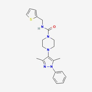 4-(3,5-dimethyl-1-phenyl-1H-pyrazol-4-yl)-N-(thiophen-2-ylmethyl)piperazine-1-carboxamide