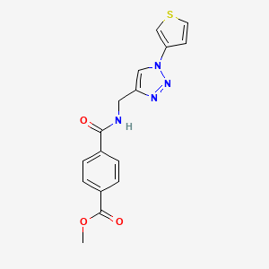 methyl 4-(((1-(thiophen-3-yl)-1H-1,2,3-triazol-4-yl)methyl)carbamoyl)benzoate