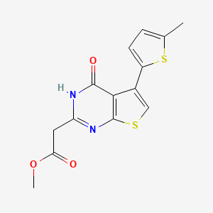 molecular formula C14H12N2O3S2 B2727849 methyl2-[5-(5-methylthiophen-2-yl)-4-oxo-3H,4H-thieno[2,3-d]pyrimidin-2-yl]acetate CAS No. 2411297-00-0