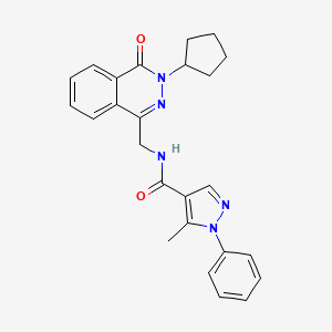 molecular formula C25H25N5O2 B2727869 N-[(3-cyclopentyl-4-oxo-3,4-dihydrophthalazin-1-yl)methyl]-5-methyl-1-phenyl-1H-pyrazole-4-carboxamide CAS No. 1421517-46-5