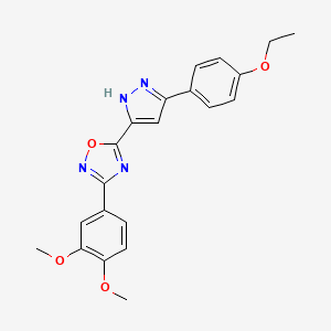 3-(3,4-Dimethoxyphenyl)-5-[5-(4-ethoxyphenyl)pyrazolidin-3-yl]-1,2,4-oxadiazole