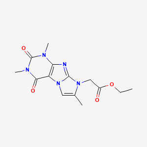 molecular formula C14H17N5O4 B2727874 Ethyl 2-(2,4,7-trimethyl-1,3-dioxopurino[7,8-a]imidazol-6-yl)acetate CAS No. 878421-31-9