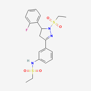 N-[3-[2-ethylsulfonyl-3-(2-fluorophenyl)-3,4-dihydropyrazol-5-yl]phenyl]ethanesulfonamide