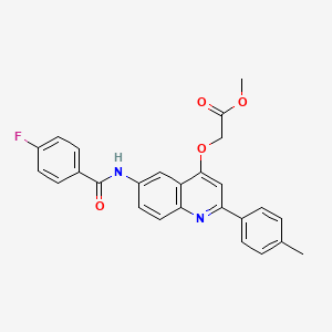 molecular formula C26H21FN2O4 B2727925 Methyl 2-((6-(4-fluorobenzamido)-2-(p-tolyl)quinolin-4-yl)oxy)acetate CAS No. 1207042-03-2