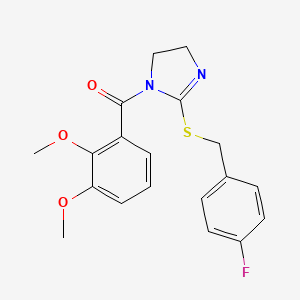 molecular formula C19H19FN2O3S B2727937 (2,3-Dimethoxyphenyl)-[2-[(4-fluorophenyl)methylsulfanyl]-4,5-dihydroimidazol-1-yl]methanone CAS No. 851865-68-4