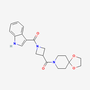 molecular formula C20H23N3O4 B2727938 (3-(1,4-dioxa-8-azaspiro[4.5]decane-8-carbonyl)azetidin-1-yl)(1H-indol-3-yl)methanone CAS No. 1396686-90-0