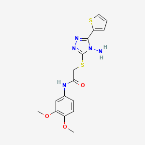 molecular formula C16H17N5O3S2 B2727943 2-{[4-amino-5-(thiophen-2-yl)-4H-1,2,4-triazol-3-yl]sulfanyl}-N-(3,4-dimethoxyphenyl)acetamide CAS No. 886928-40-1