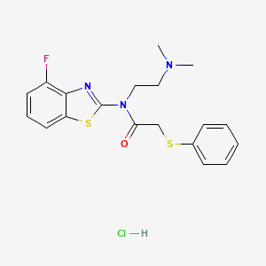 molecular formula C19H21ClFN3OS2 B2727965 N-(2-(dimethylamino)ethyl)-N-(4-fluorobenzo[d]thiazol-2-yl)-2-(phenylthio)acetamide hydrochloride CAS No. 1215523-09-3