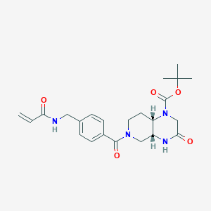 molecular formula C23H30N4O5 B2727992 Tert-butyl (4aR,8aS)-3-oxo-6-[4-[(prop-2-enoylamino)methyl]benzoyl]-4,4a,5,7,8,8a-hexahydro-2H-pyrido[3,4-b]pyrazine-1-carboxylate CAS No. 2361759-53-5
