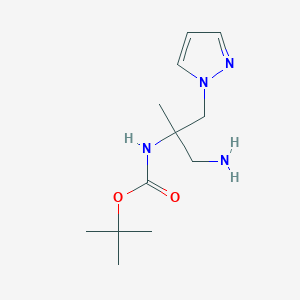 molecular formula C12H22N4O2 B2727994 tert-butyl N-{1-amino-2-[(1H-pyrazol-1-yl)methyl]propan-2-yl}carbamate CAS No. 2168568-86-1