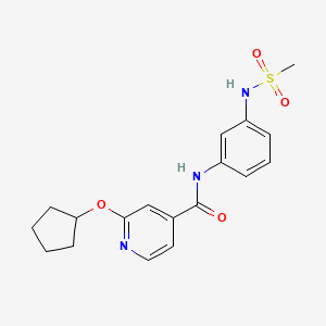 molecular formula C18H21N3O4S B2728005 2-(cyclopentyloxy)-N-(3-(methylsulfonamido)phenyl)isonicotinamide CAS No. 2034298-92-3