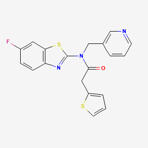 molecular formula C19H14FN3OS2 B2728008 N-(6-fluoro-1,3-benzothiazol-2-yl)-N-[(pyridin-3-yl)methyl]-2-(thiophen-2-yl)acetamide CAS No. 921520-24-3