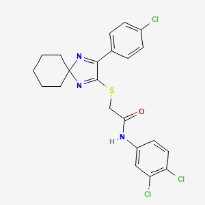 molecular formula C22H20Cl3N3OS B2728012 2-((3-(4-chlorophenyl)-1,4-diazaspiro[4.5]deca-1,3-dien-2-yl)thio)-N-(3,4-dichlorophenyl)acetamide CAS No. 899905-76-1