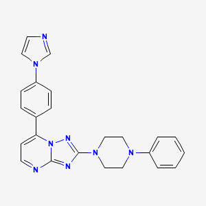 molecular formula C24H22N8 B2728022 7-[4-(1H-咪唑-1-基)苯基]-2-(4-苯基哌嗪)[1,2,4]三唑并[1,5-a]嘧啶 CAS No. 338403-81-9