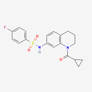 molecular formula C19H19FN2O3S B2728026 N-(1-cyclopropanecarbonyl-1,2,3,4-tetrahydroquinolin-7-yl)-4-fluorobenzene-1-sulfonamide CAS No. 898423-96-6