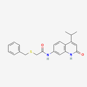 B2728030 2-(benzylthio)-N-(4-isopropyl-2-oxo-1,2-dihydroquinolin-7-yl)acetamide CAS No. 1251563-86-6