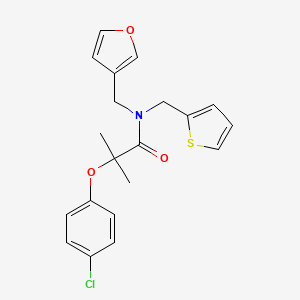 2-(4-chlorophenoxy)-N-(furan-3-ylmethyl)-2-methyl-N-(thiophen-2-ylmethyl)propanamide