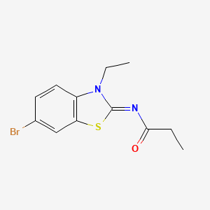 molecular formula C12H13BrN2OS B2728046 N-[(2E)-6-bromo-3-ethyl-2,3-dihydro-1,3-benzothiazol-2-ylidene]propanamide CAS No. 865544-43-0