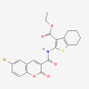 molecular formula C21H18BrNO5S B2728048 ethyl 2-(6-bromo-2-oxo-2H-chromene-3-amido)-4,5,6,7-tetrahydro-1-benzothiophene-3-carboxylate CAS No. 415936-62-8