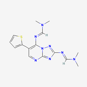 (E)-N'-{7-[(E)-[(dimethylamino)methylidene]amino]-6-(thiophen-2-yl)-[1,2,4]triazolo[1,5-a]pyrimidin-2-yl}-N,N-dimethylmethanimidamide
