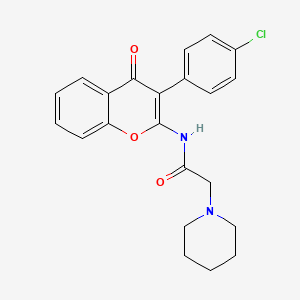 molecular formula C22H21ClN2O3 B2728116 N-[3-(4-chlorophenyl)-4-oxo-4H-chromen-2-yl]-2-(piperidin-1-yl)acetamide CAS No. 904265-01-6