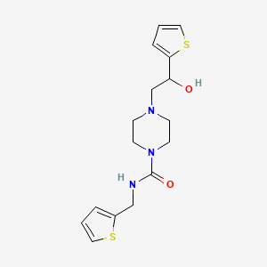 molecular formula C16H21N3O2S2 B2728136 4-(2-hydroxy-2-(thiophen-2-yl)ethyl)-N-(thiophen-2-ylmethyl)piperazine-1-carboxamide CAS No. 1421530-12-2