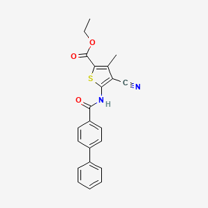 Ethyl 4-cyano-3-methyl-5-[(4-phenylbenzoyl)amino]thiophene-2-carboxylate