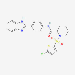 molecular formula C23H21ClN4O3S2 B2728155 N-(4-(1H-benzo[d]imidazol-2-yl)phenyl)-1-((5-chlorothiophen-2-yl)sulfonyl)piperidine-2-carboxamide CAS No. 1049864-42-7