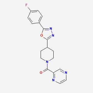 (4-(5-(4-Fluorophenyl)-1,3,4-oxadiazol-2-yl)piperidin-1-yl)(pyrazin-2-yl)methanone