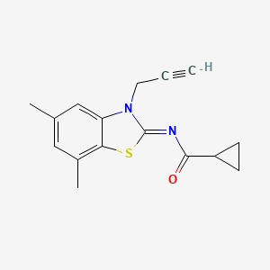molecular formula C16H16N2OS B2728177 N-[(2Z)-5,7-dimethyl-3-(prop-2-yn-1-yl)-2,3-dihydro-1,3-benzothiazol-2-ylidene]cyclopropanecarboxamide CAS No. 868674-29-7
