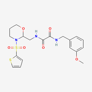 molecular formula C19H23N3O6S2 B2728199 N'-[(3-methoxyphenyl)methyl]-N-{[3-(thiophene-2-sulfonyl)-1,3-oxazinan-2-yl]methyl}ethanediamide CAS No. 872986-87-3