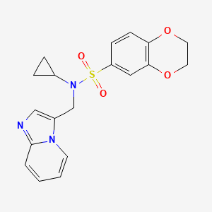 molecular formula C19H19N3O4S B2728206 N-cyclopropyl-N-({imidazo[1,2-a]pyridin-3-yl}methyl)-2,3-dihydro-1,4-benzodioxine-6-sulfonamide CAS No. 1448034-57-8
