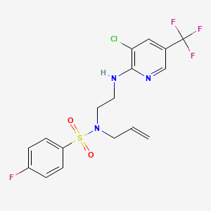 molecular formula C17H16ClF4N3O2S B2728208 N-Allyl-N-(2-((3-chloro-5-(trifluoromethyl)-2-pyridinyl)amino)ethyl)-4-fluorobenzenesulfonamide CAS No. 338961-90-3